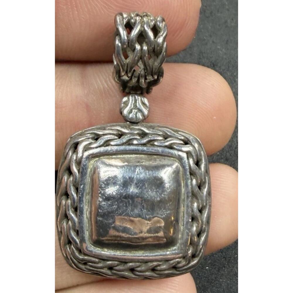 John Hardy Sterling Silver 925 Square Woven Rope Pendant – Bali Style